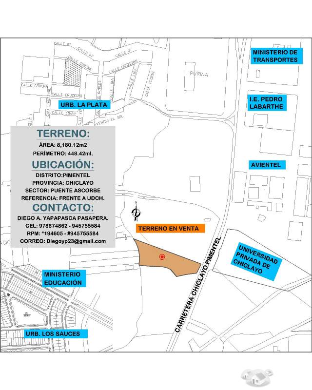 Venta de Terreno en Pimentel