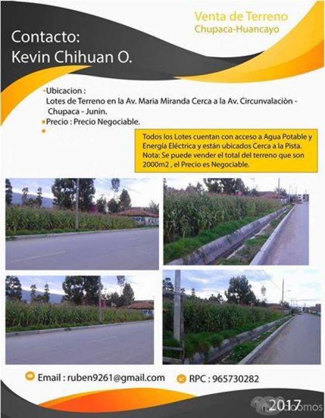Remate de Lotes de Terreno - Chupaca - Huancayo